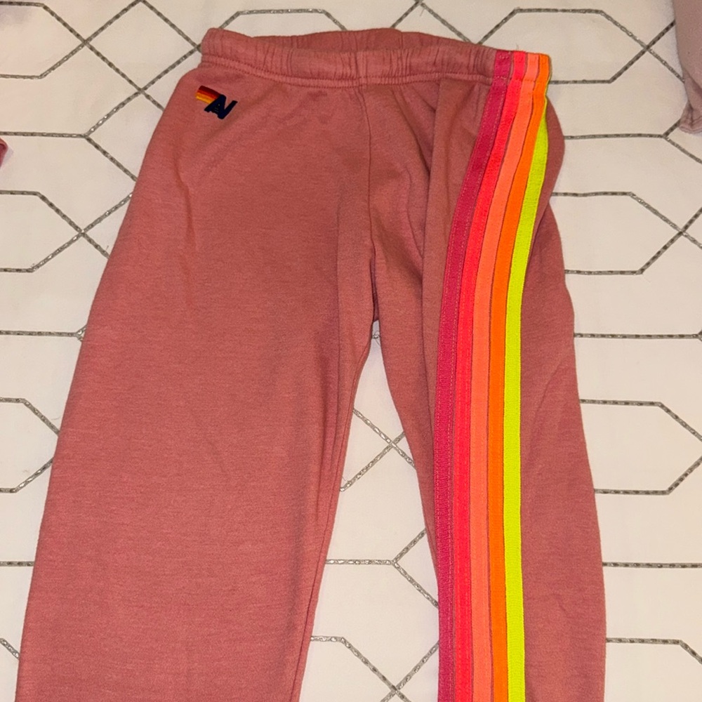 Aviator nation sweatpants! Pink with neon stripes!
